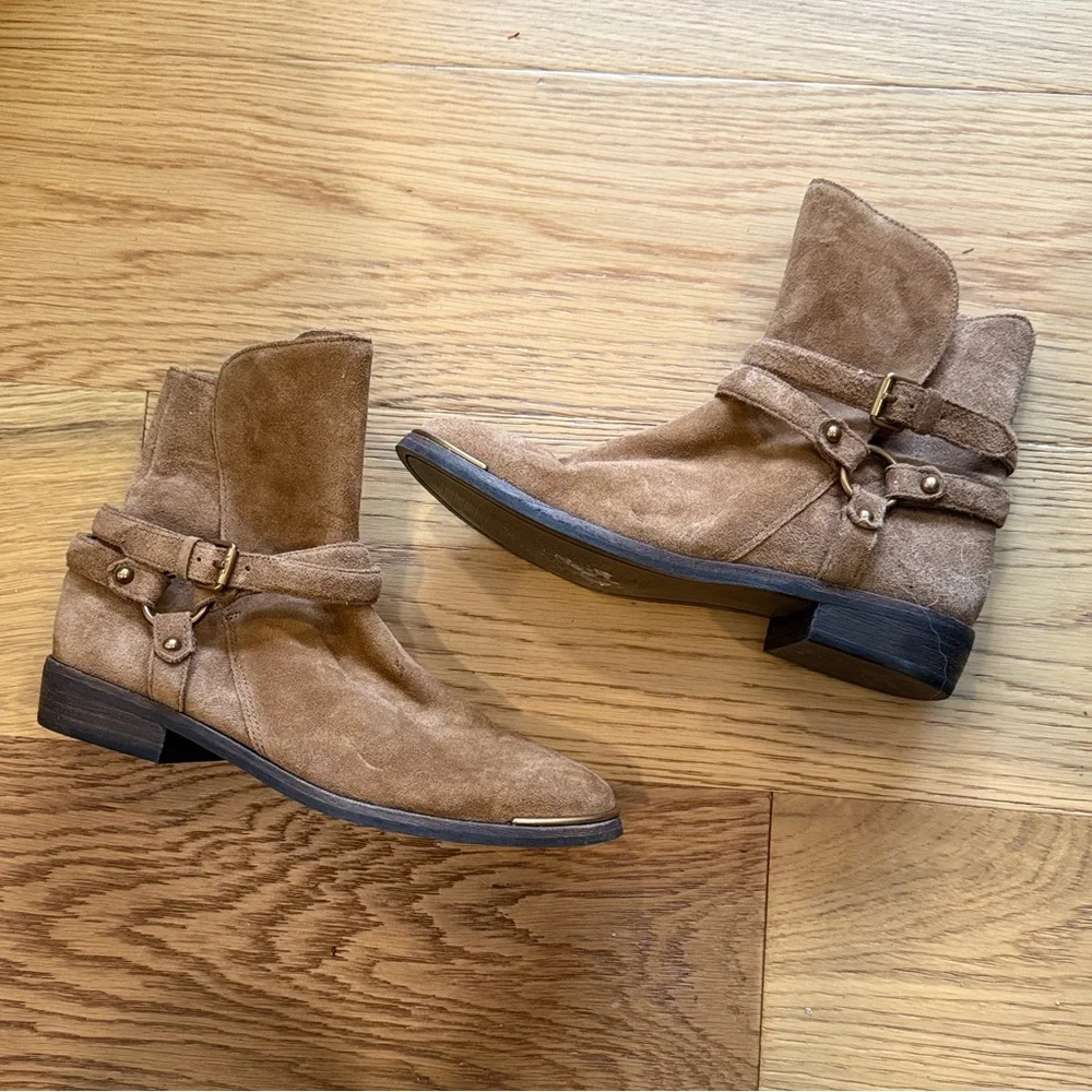 *UGG Kelby Harness Suede Ankle Boots Booties Brown Size 7